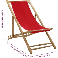 MAISON EXCLUSIVE - Chaise de terrasse bambou et toile rouge