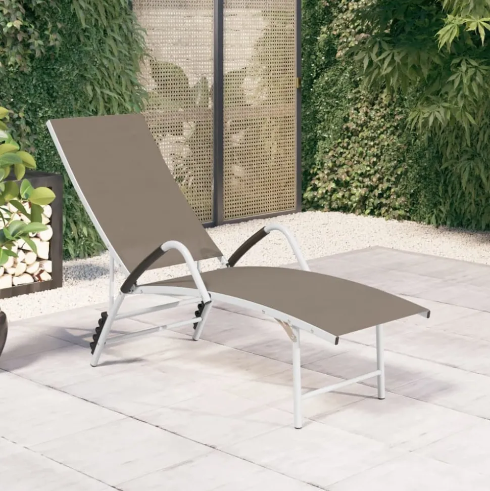 MAISON EXCLUSIVE - Chaise longue textilène et aluminium taupe