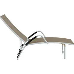 MAISON EXCLUSIVE - Chaise longue textilène et aluminium taupe