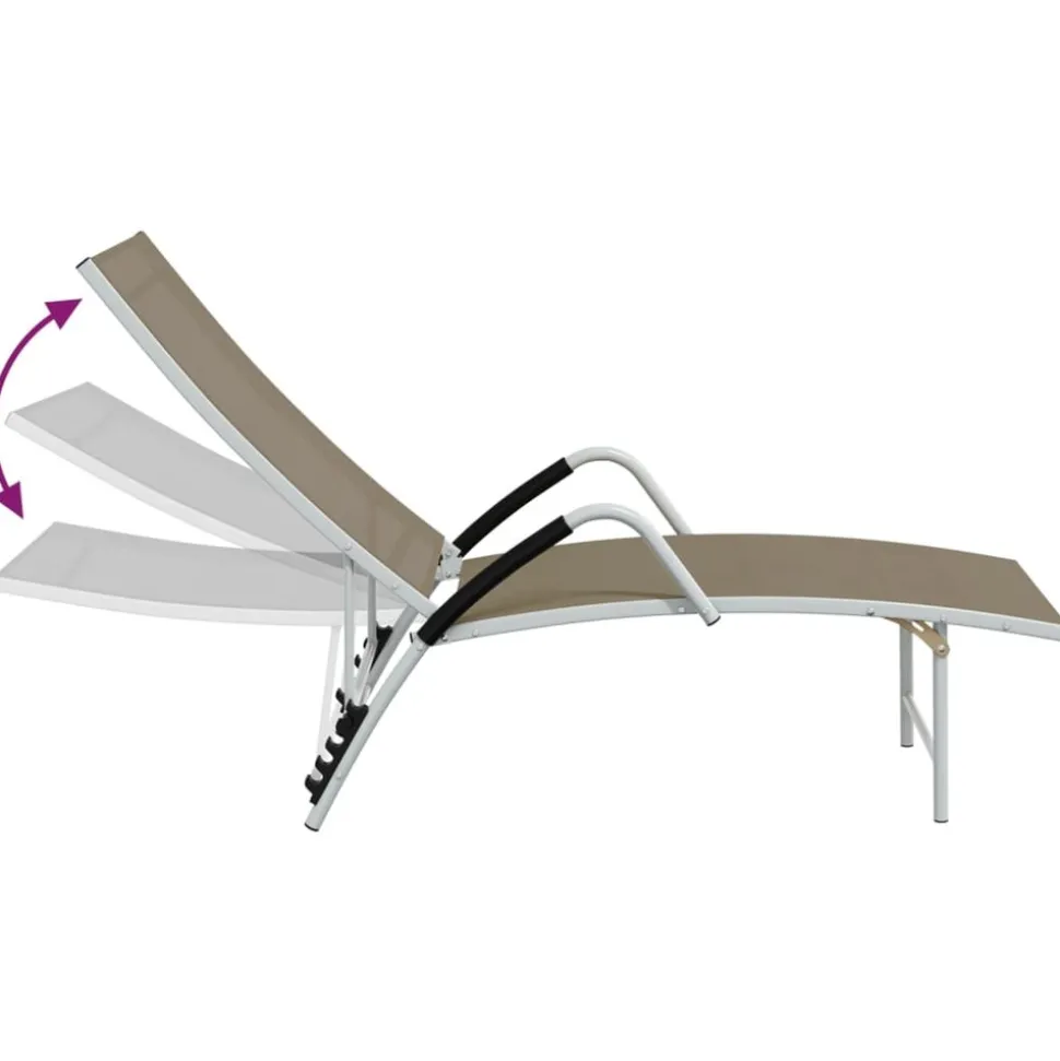 MAISON EXCLUSIVE - Chaise longue textilène et aluminium taupe