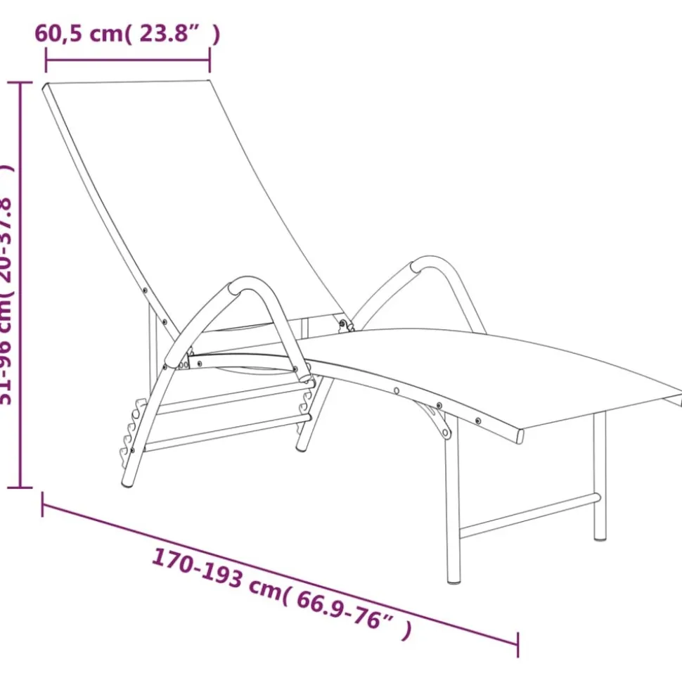 MAISON EXCLUSIVE - Chaise longue textilène et aluminium taupe