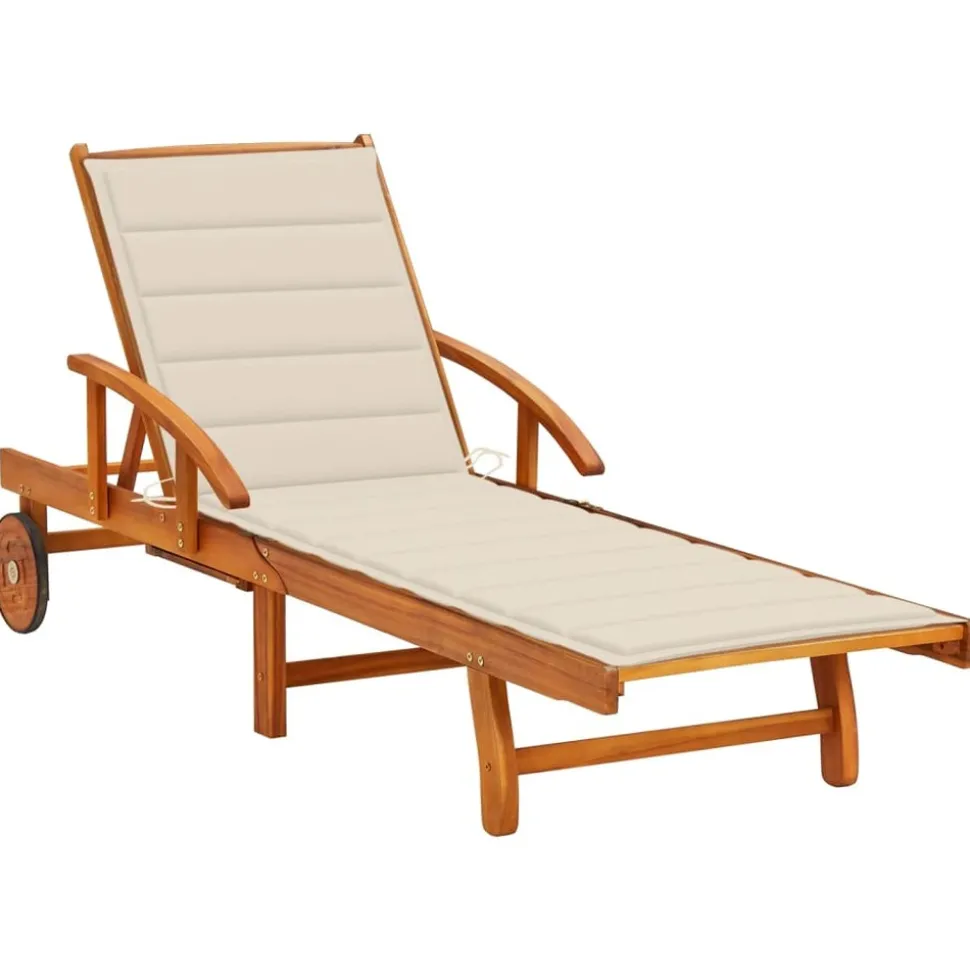 MAISON EXCLUSIVE - Chaise longue de jardin avec coussin bois d'acacia solide