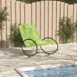 MAISON EXCLUSIVE - Chaise longue avec oreiller acier et textilène vert