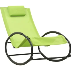 MAISON EXCLUSIVE - Chaise longue avec oreiller acier et textilène vert