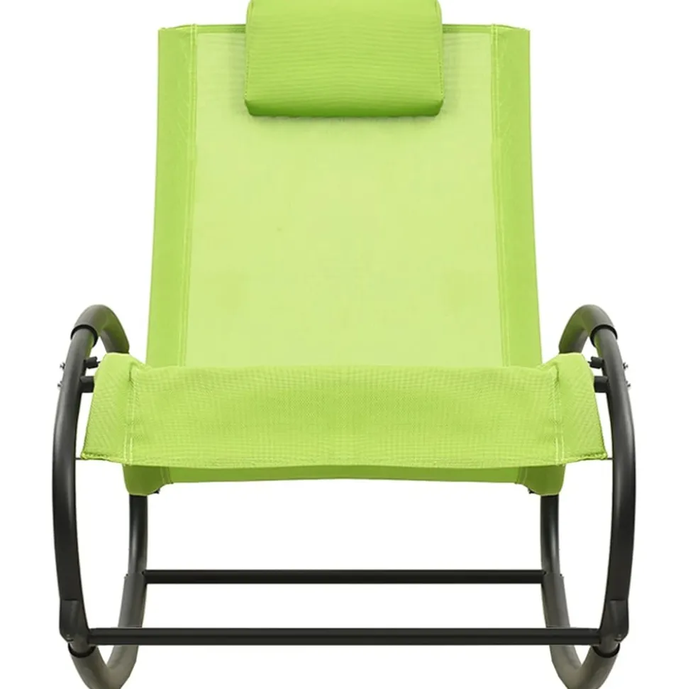MAISON EXCLUSIVE - Chaise longue avec oreiller acier et textilène vert
