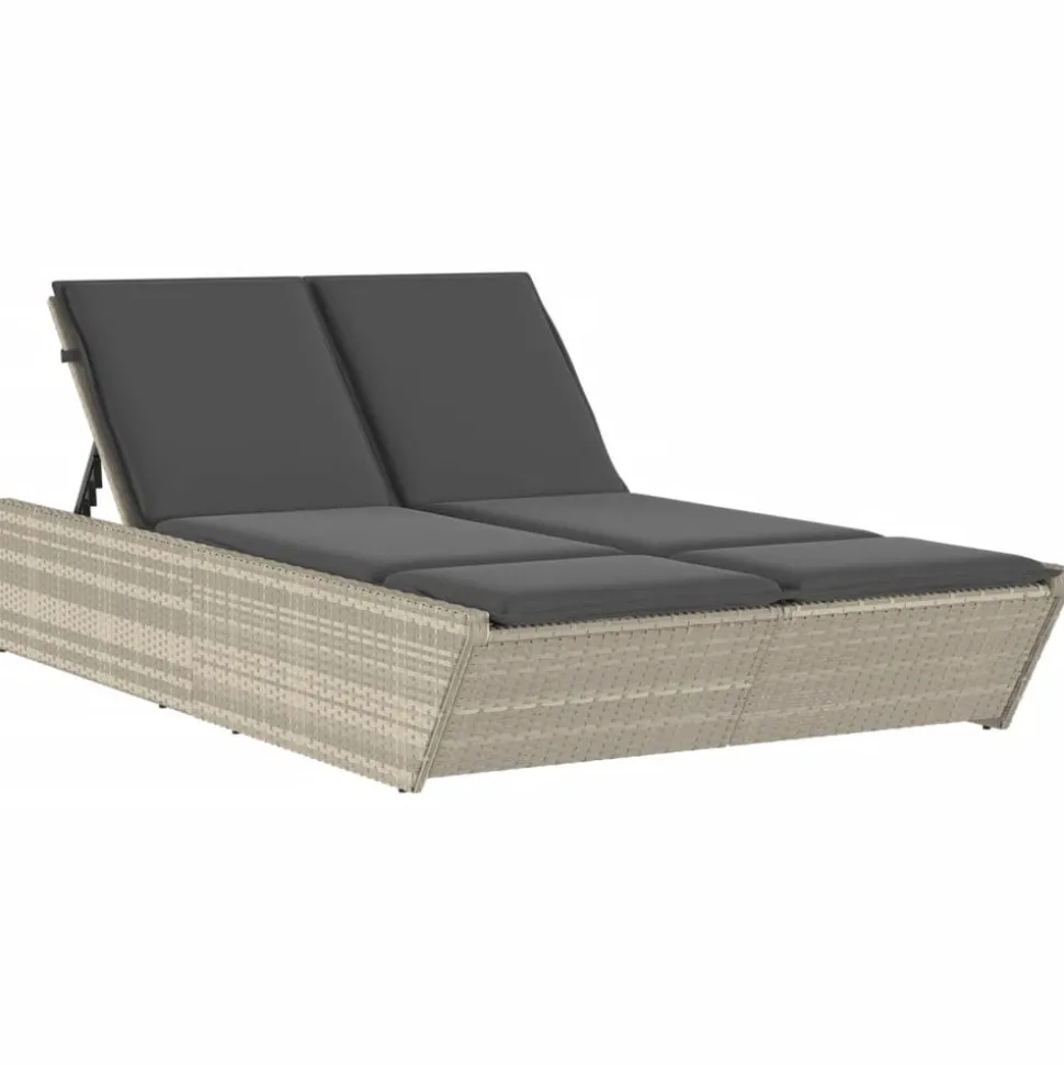 MAISON EXCLUSIVE - Chaise longue double avec coussins gris clair résine tressée