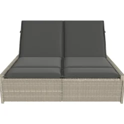 MAISON EXCLUSIVE - Chaise longue double avec coussins gris clair résine tressée
