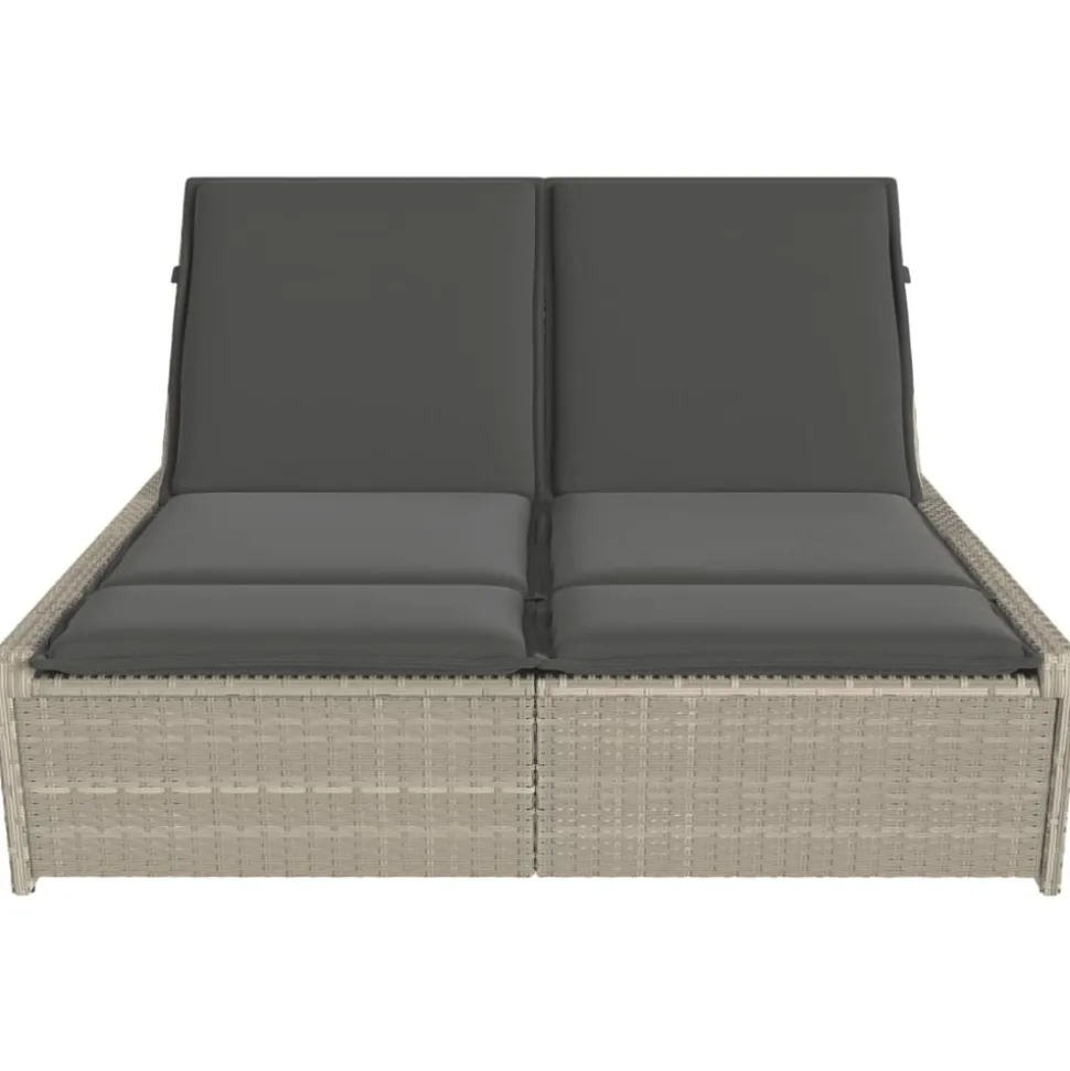 MAISON EXCLUSIVE - Chaise longue double avec coussins gris clair résine tressée