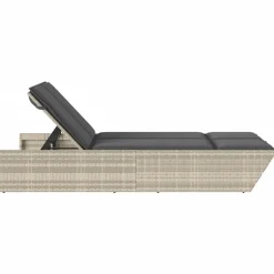 MAISON EXCLUSIVE - Chaise longue double avec coussins gris clair résine tressée