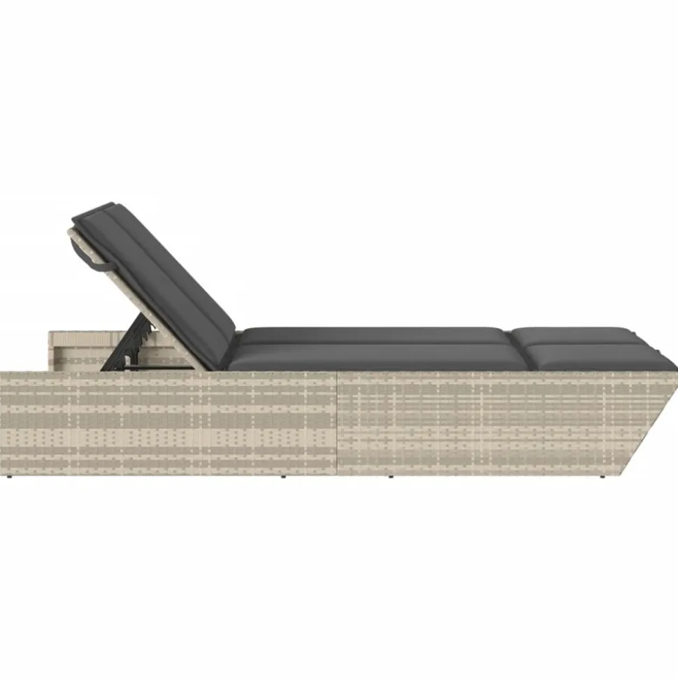 MAISON EXCLUSIVE - Chaise longue double avec coussins gris clair résine tressée