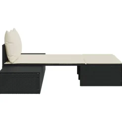 MAISON EXCLUSIVE - Chaise longue double avec coussins noir résine tressée