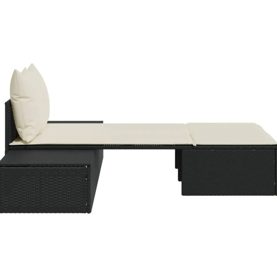 MAISON EXCLUSIVE - Chaise longue double avec coussins noir résine tressée