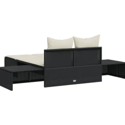 MAISON EXCLUSIVE - Chaise longue double avec coussins noir résine tressée