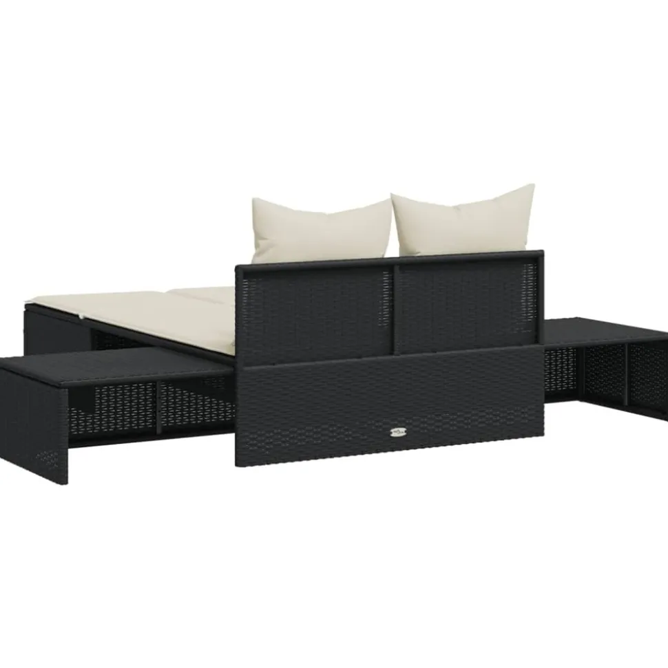 MAISON EXCLUSIVE - Chaise longue double avec coussins noir résine tressée