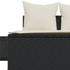 MAISON EXCLUSIVE - Chaise longue double avec coussins noir résine tressée