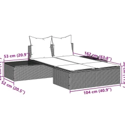 MAISON EXCLUSIVE - Chaise longue double avec coussins noir résine tressée