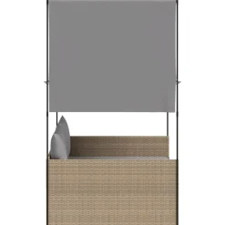 MAISON EXCLUSIVE - Chaise longue double avec toit et rideaux beige résine tressée