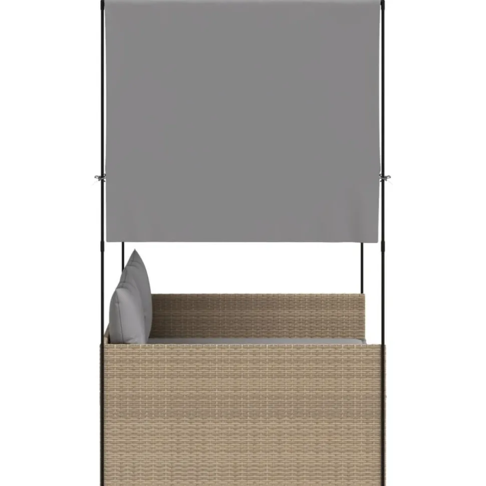 MAISON EXCLUSIVE - Chaise longue double avec toit et rideaux beige résine tressée