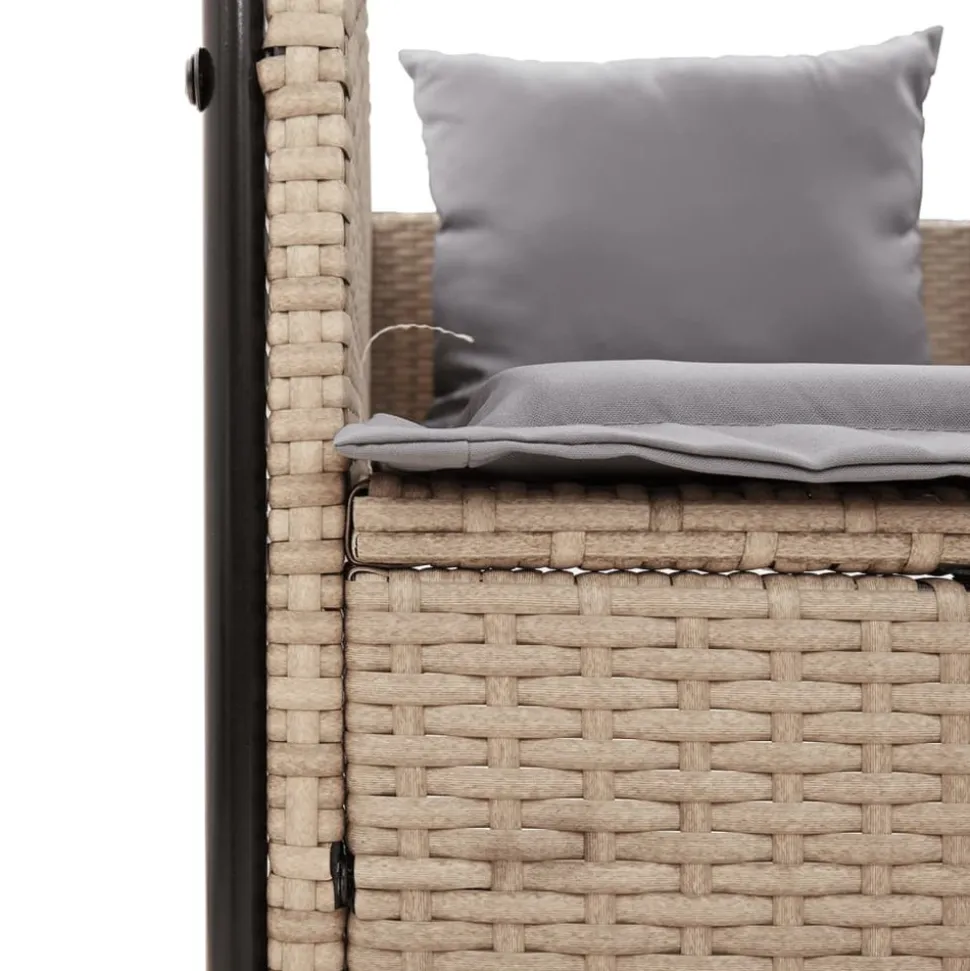 MAISON EXCLUSIVE - Chaise longue double avec toit et rideaux beige résine tressée