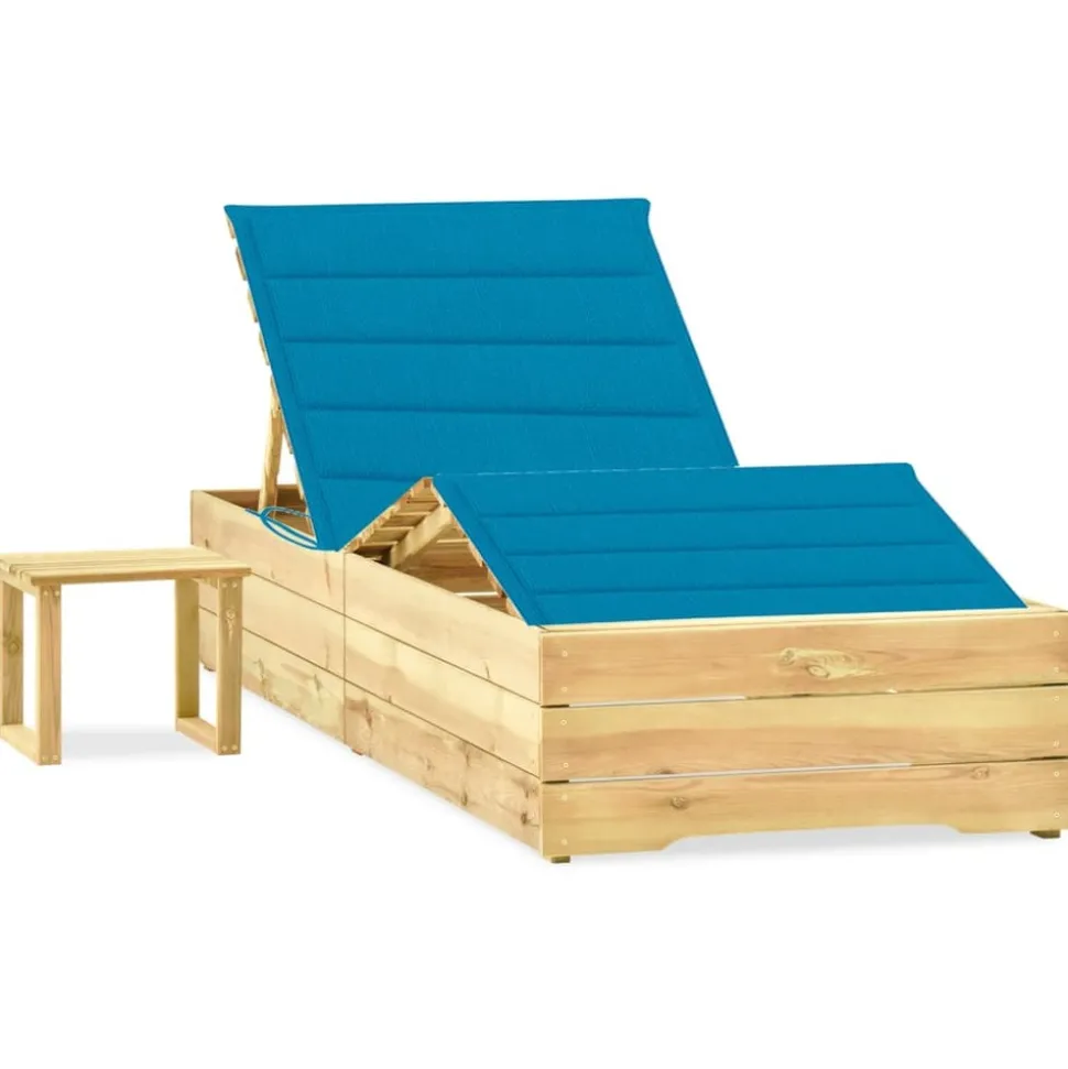 MAISON EXCLUSIVE - Chaise longue de jardin avec table et coussin pin imprégné