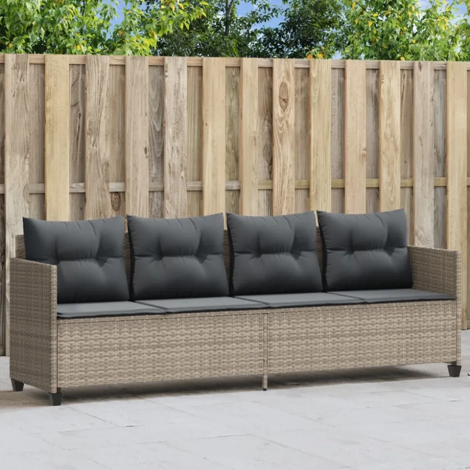 MAISON EXCLUSIVE - Chaise longue avec coussins gris clair résine tressée