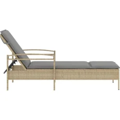 MAISON EXCLUSIVE - Chaise longue avec coussin beige 63x200x81 cm résine tressée