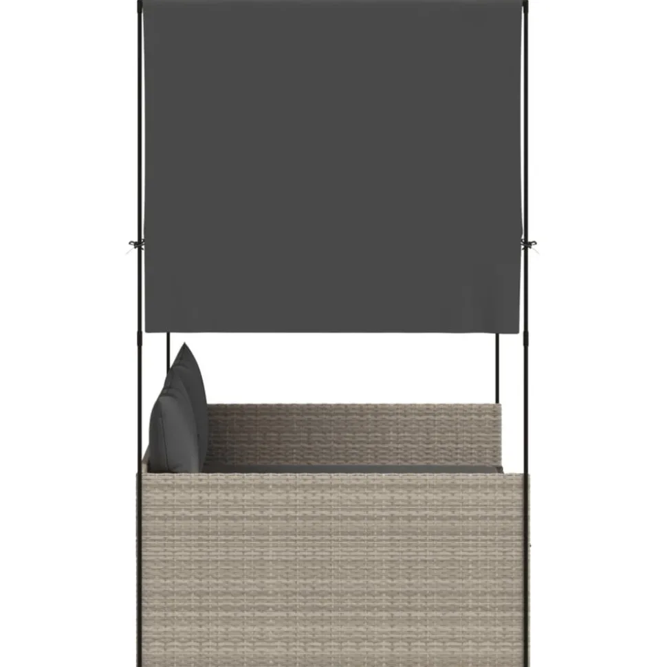 MAISON EXCLUSIVE - Chaise longue double avec toit et rideaux gris clair poly rotin