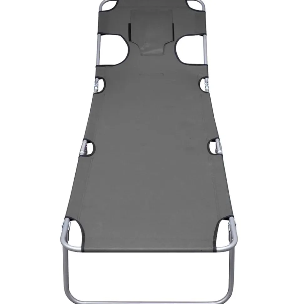 MAISON EXCLUSIVE - Chaise longue pliable et coussin de tête dossier réglable gris