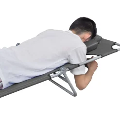 MAISON EXCLUSIVE - Chaise longue pliable et coussin de tête dossier réglable gris
