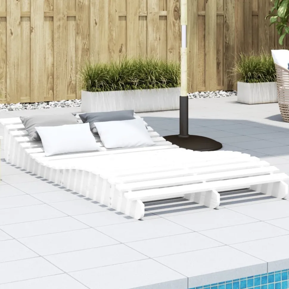 MAISON EXCLUSIVE - Chaise longue blanc 205x110x31,5 cm bois massif de pin