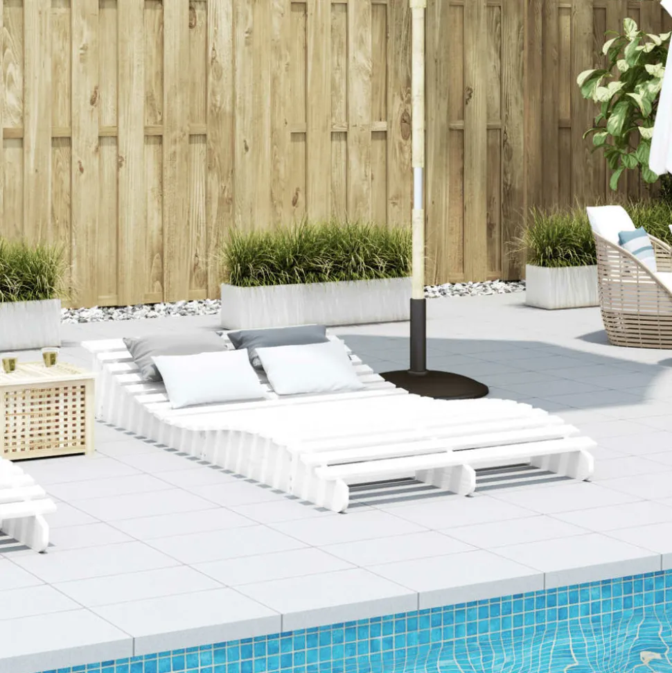 MAISON EXCLUSIVE - Chaise longue blanc 205x110x31,5 cm bois massif de pin