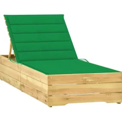 MAISON EXCLUSIVE - Chaise longue avec coussin vert bois de pin imprégné