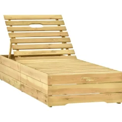 MAISON EXCLUSIVE - Chaise longue avec coussin vert bois de pin imprégné