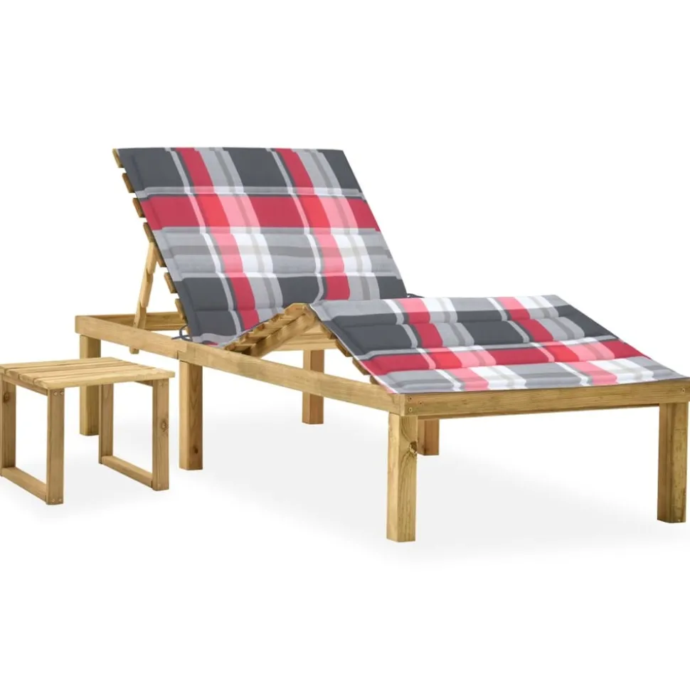 MAISON EXCLUSIVE - Chaise longue de jardin avec table et coussin pin imprégné