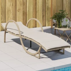 MAISON EXCLUSIVE - Chaise longue avec coussin beige 60x199x42 cm résine tressée