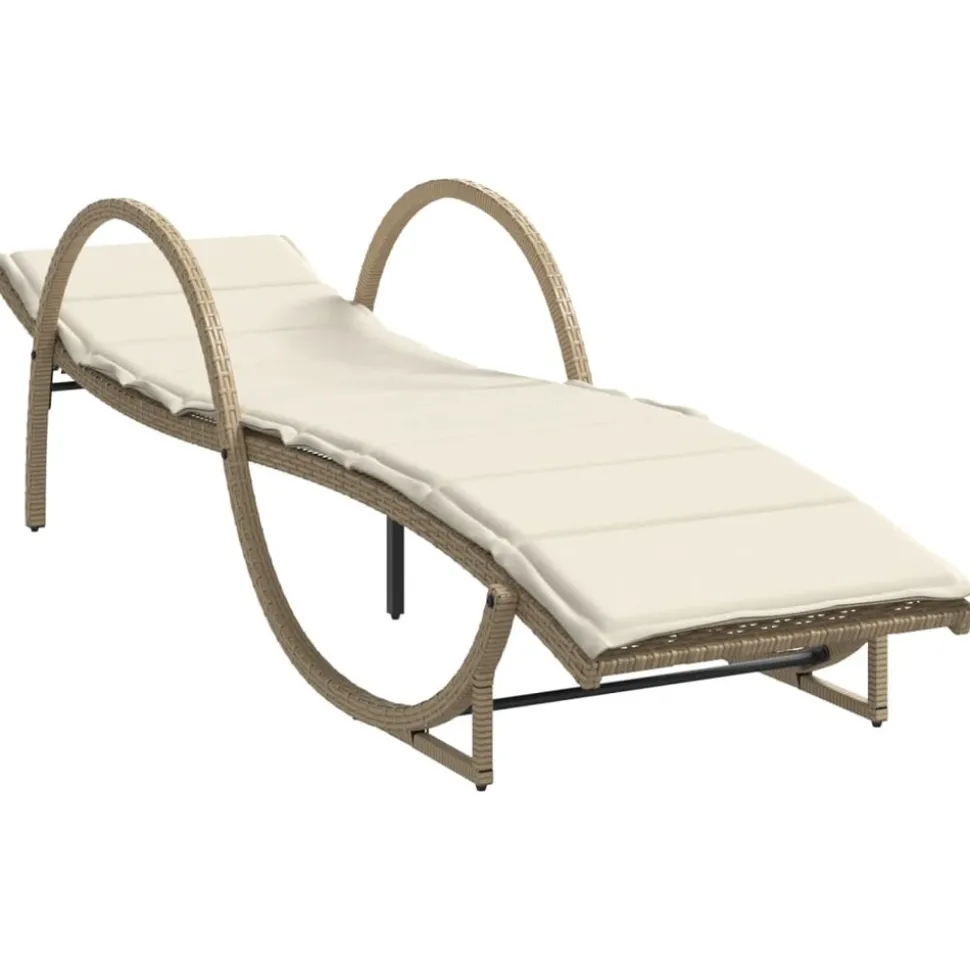 MAISON EXCLUSIVE - Chaise longue avec coussin beige 60x199x42 cm résine tressée