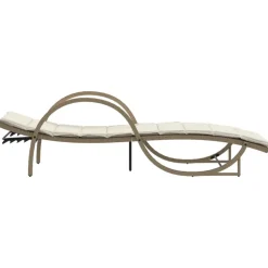 MAISON EXCLUSIVE - Chaise longue avec coussin beige 60x199x42 cm résine tressée