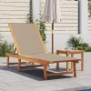 MAISON EXCLUSIVE - Chaise longue et table taupe bois d'acacia solide et textilène