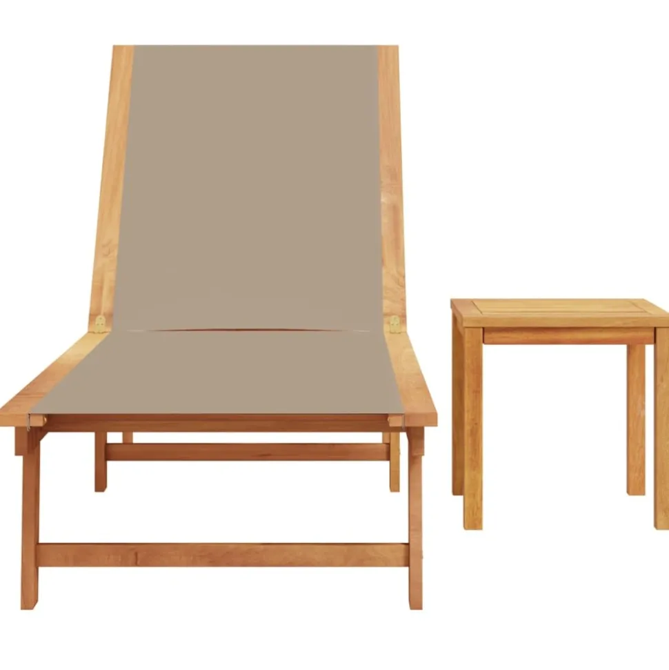 MAISON EXCLUSIVE - Chaise longue et table taupe bois d'acacia solide et textilène