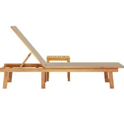 MAISON EXCLUSIVE - Chaise longue et table taupe bois d'acacia solide et textilène