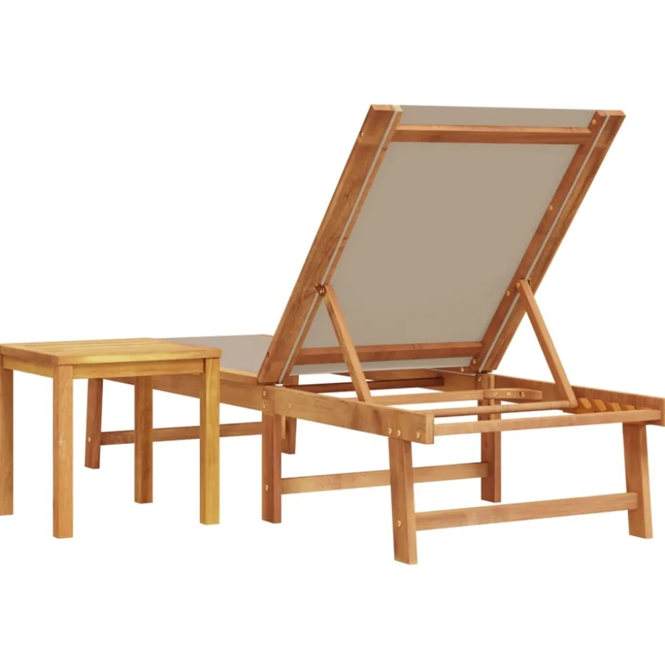 MAISON EXCLUSIVE - Chaise longue et table taupe bois d'acacia solide et textilène