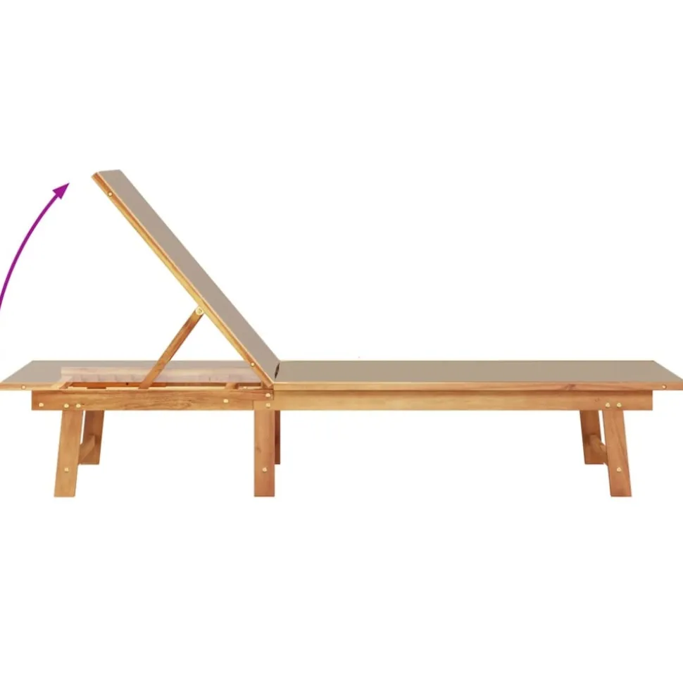 MAISON EXCLUSIVE - Chaise longue et table taupe bois d'acacia solide et textilène