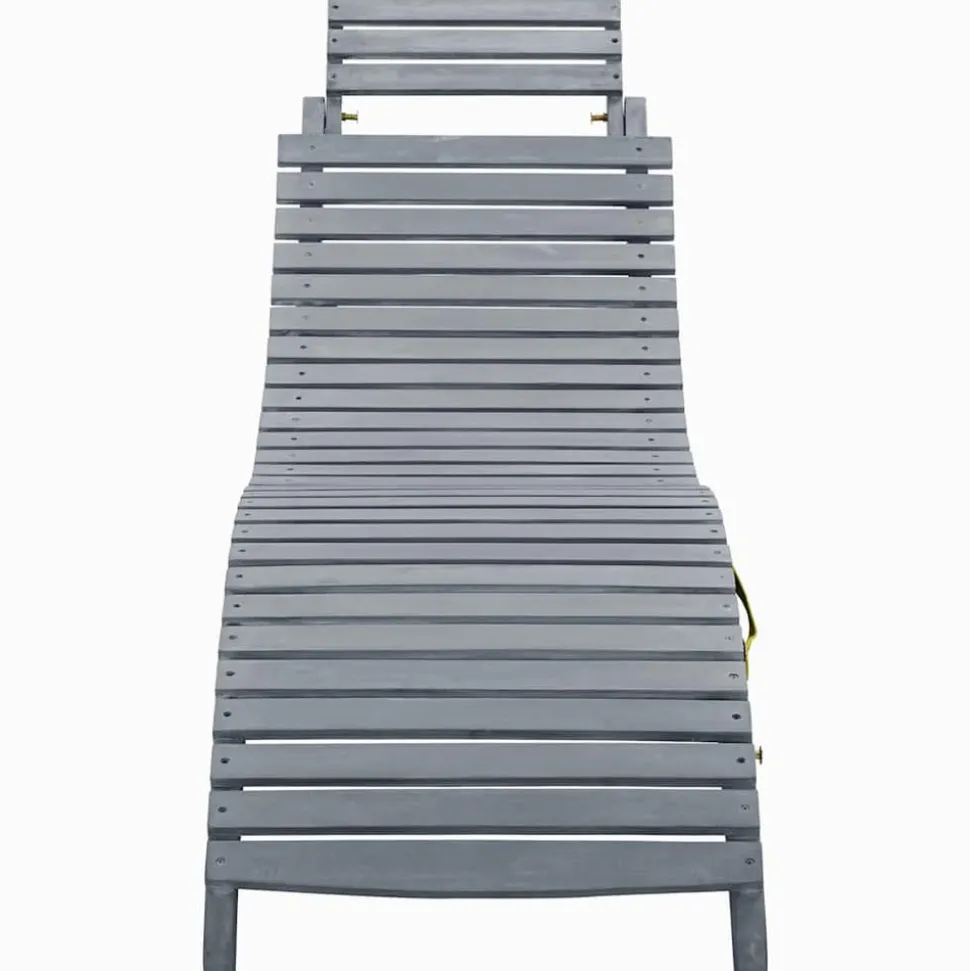 MAISON EXCLUSIVE - Chaise longue avec coussin gris bois d'acacia solide