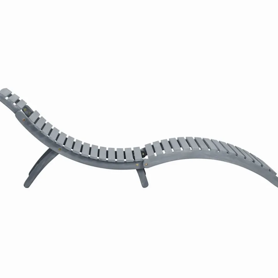 MAISON EXCLUSIVE - Chaise longue avec coussin gris bois d'acacia solide