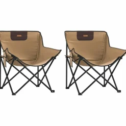 MAISON EXCLUSIVE - Chaise de camping avec poche pliable lot de 2 marron