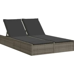 MAISON EXCLUSIVE - Chaise longue double avec coussins gris résine tressée