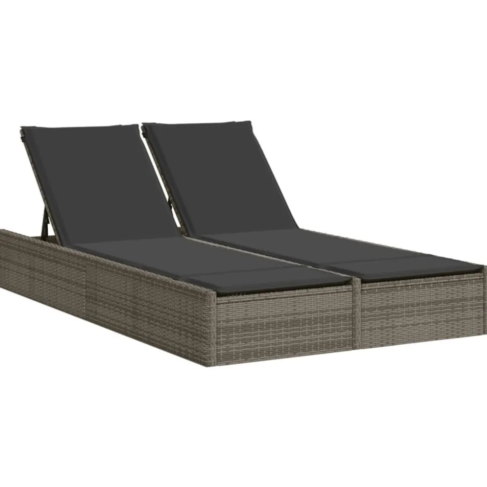 MAISON EXCLUSIVE - Chaise longue double avec coussins gris résine tressée