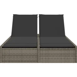 MAISON EXCLUSIVE - Chaise longue double avec coussins gris résine tressée