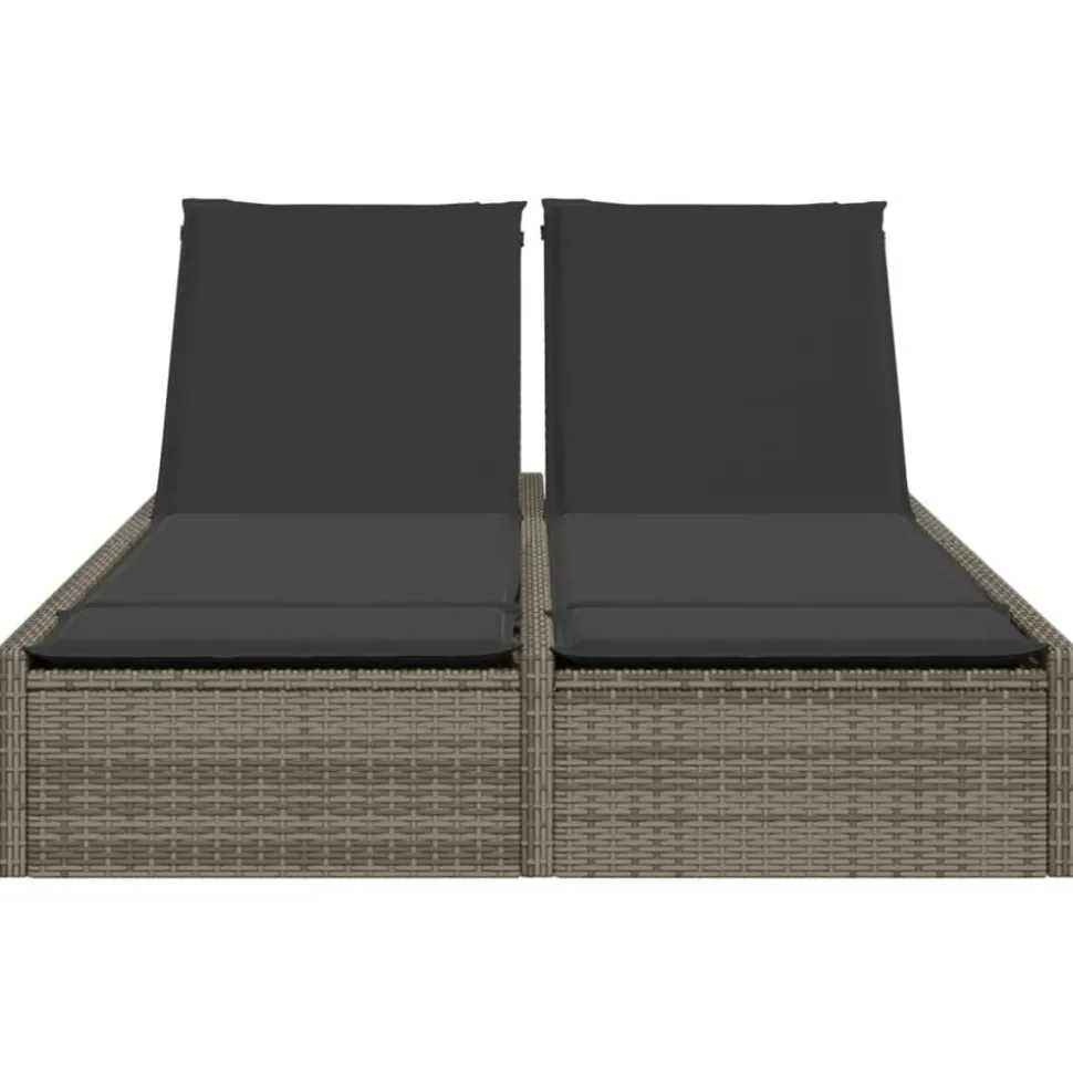 MAISON EXCLUSIVE - Chaise longue double avec coussins gris résine tressée