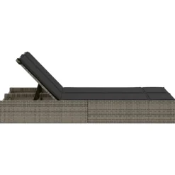MAISON EXCLUSIVE - Chaise longue double avec coussins gris résine tressée